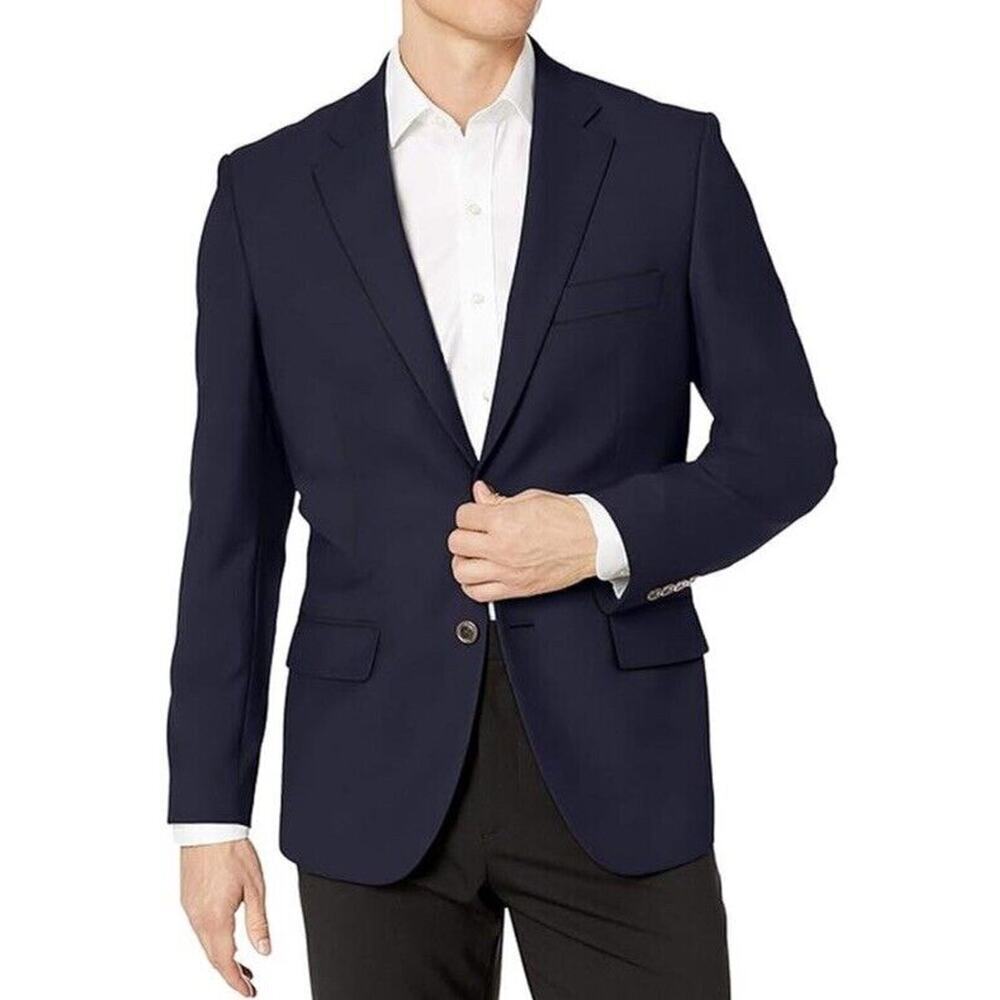 Joseph & Feiss Navy Blue Sport Coat Wool Blazer Sports Suit Jacket Mens 44L (BS)